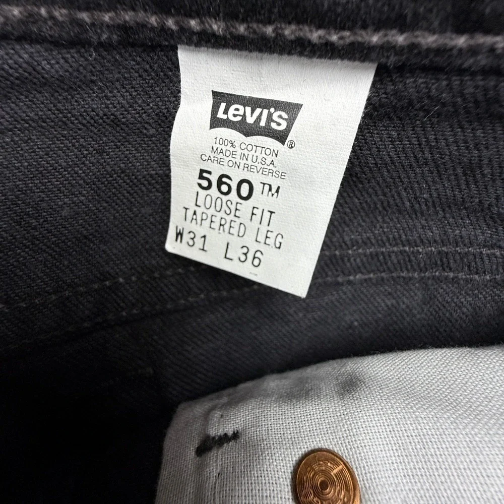 Vintage Levis 560 Loose Tapered Leg Jeans Black Denim 31x36 NWT NOS USA